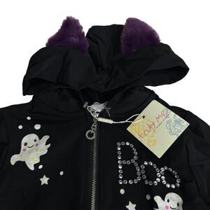 Truly Me by Sara Sara Girls Zip Halloween Appliqué Ghost Cat Ear Jacket Size 5